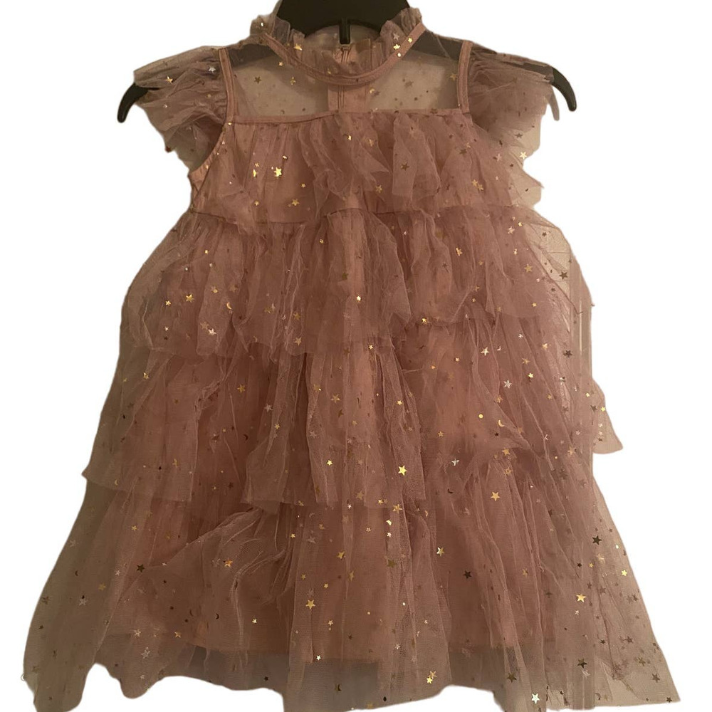 Elegant Pink Starry Kids Formal Dress